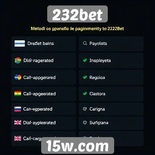 Métodos de pagamento aceitos no 232bet